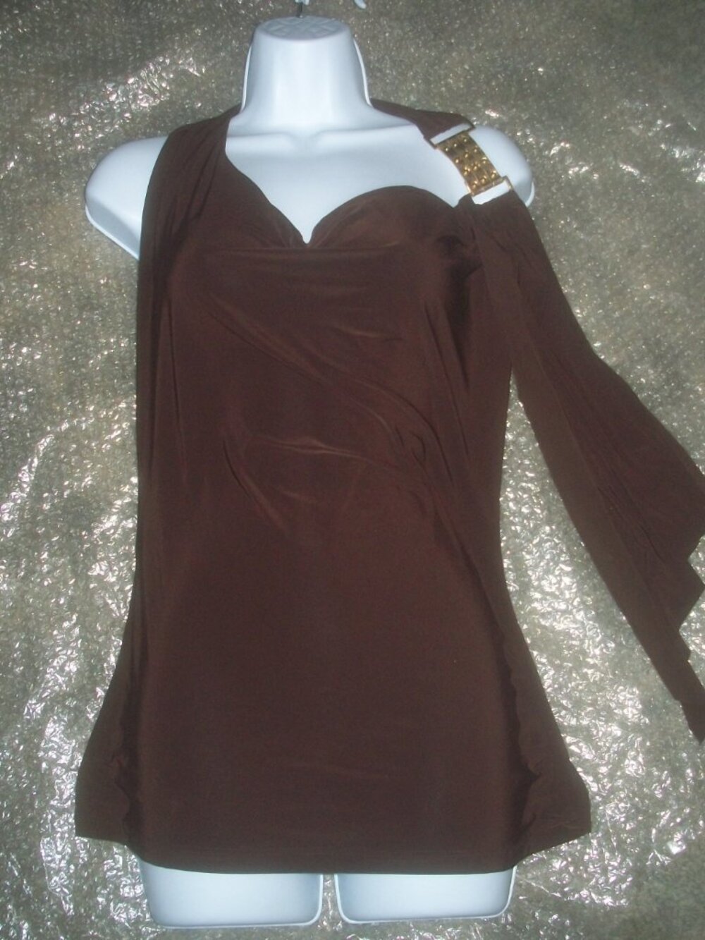 womens halter top.gold bling.chocolate brown.size large